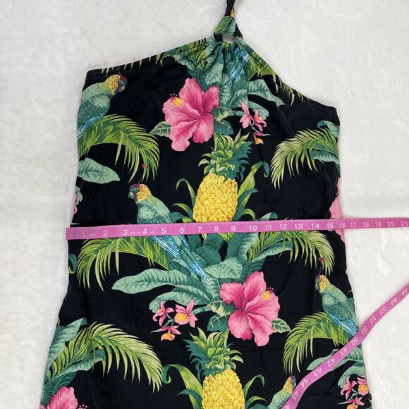 Tommy Bahama Woman’s Halter Dress Tropical Parrots Pineapple Hibiscus Sz. 6 - Picture 6 of 9